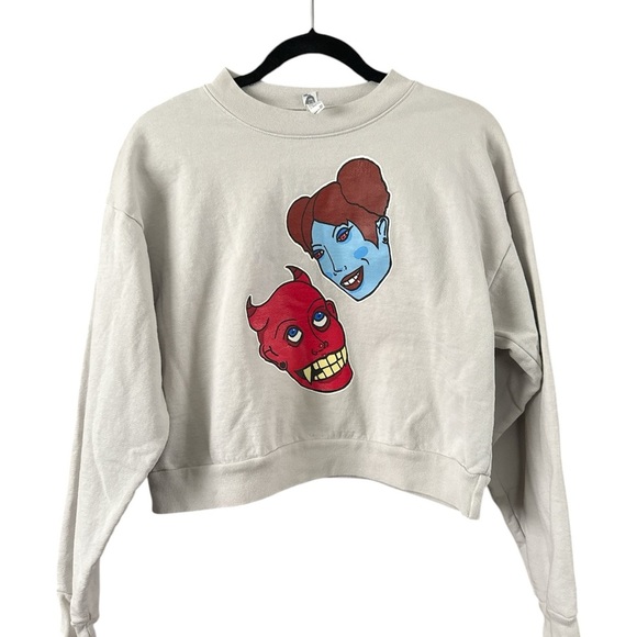 Alexandria Zahra Jones Collided Cream Crew Faded Size Medium - Picture 1 of 5